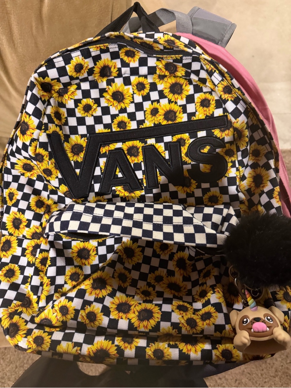 Vans Kids Checkerboard Sunflower Backpack - Yellow/Black/White